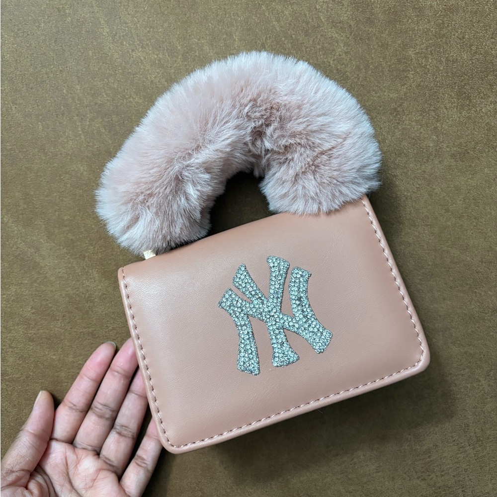 Faux Fur Handle Pink Handbag